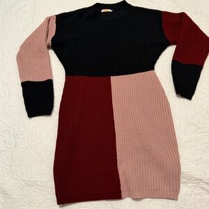 Colorblock Knit Sweater Dress